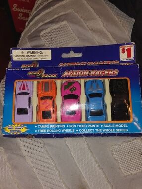 Mega Racer Action Racers 5-Pack Toy Cars - Pink, Orange, Blue, Black, Lavender